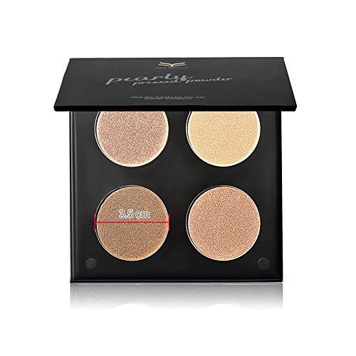 Huamianli 4 Farbe Kompaktpuder Gesicht Kontur Highlighter Foundation Puder Palette Matte Glitzer Lidschatten Highlighting Kontur Kit Contour Make-up Set mit Puderpinsel Molie - 7