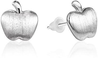 Silver-Tone 925 Sterling Silver Apple Pattern Earrings Jewelry