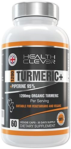 Organic Turmeric Curcumin with Piperine, 1200mg 2 Capsule Serving, 60 Vegetarian Capsules, Natural Anti-Oxidant and Anti-Inflammatory. 1 Months Supply of Better Living.