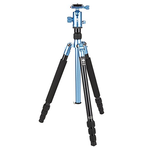 Sirui T-004BX/C-10S Traveler Light Dreibeinstativ mit Kugelkopf (Alu, Hhe: 139 cm, Gewicht: 0,95 kg, Belastbarkeit: 6 kg) blau