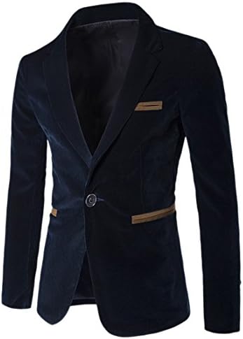 Xsiapas Mens Stylish Casual Blazer Corduroy Sportcoat Slim Fit One Button Suit Blazer Jacket