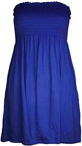 New Women Ladies Plain Sheering Boobtube Bandeau Summer Strapless Short Dress TOP Plus Size UK 8-22