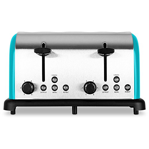 Klarstein Toaster Edelstahl-Toaster (Vintage-Design, für 4 Scheiben, 1650W, Bagel-Funktion, Auftau- und Aufwärm-Funktion, 6-stufig einstellbarer Bräunungsgrad) türkis - 2