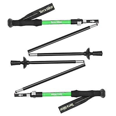 Terra Hiker Bâton de Marche Pliable Téléscopique Ultra Léger pour Randonnée Trekking, Longueur Réglable de 105 à 125 cm (2 Pièces)