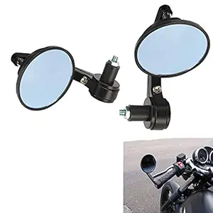 B.K Accessories Motorcycle Bar End and Rear View Round Mirror Edge for Royal Enfield Bullet 350/500, Bajaj Pulsar 150/180/200 Ns, and All Scooty and Bikes