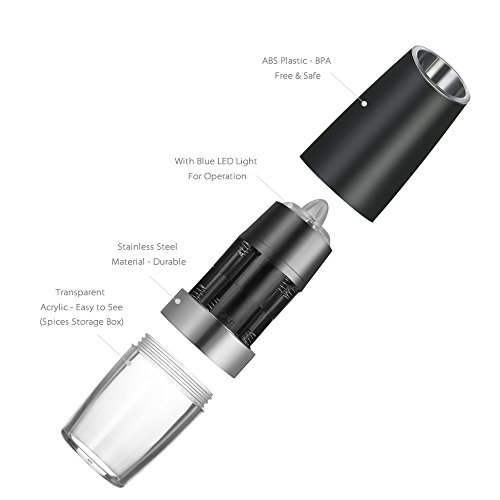 Homgeek Automatische Elektrische Pfeffermühle Gravity Designed mit Blauem LED-Licht - 4