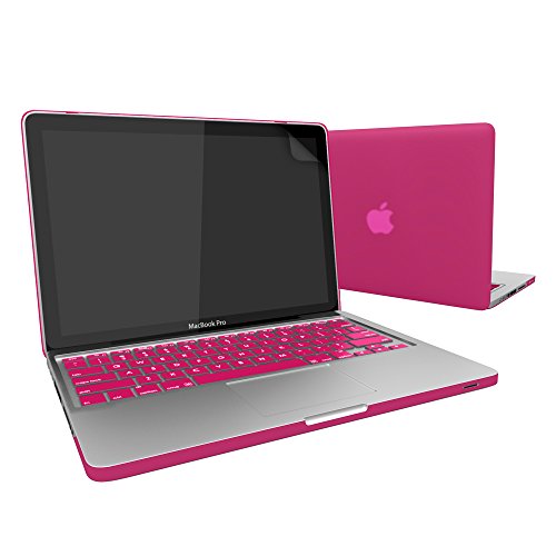 SlickBlue Macbook-Pro-13 (A1278) gummierte harte hülle mit EU QWERTY Tastatur Abdeckung und Displayschutzfolie- heiße rosa
