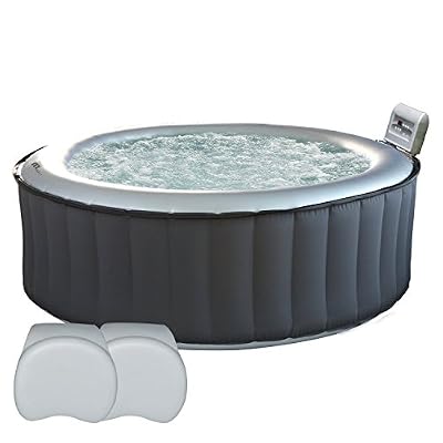 Happy Garden Pack Spa rond gonflable SILVER CLOUD - 6 places - anthracite/intérieur gris + appuie-tête