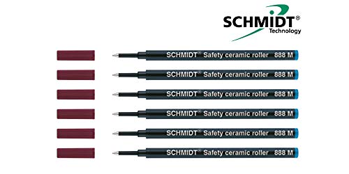 6 unidades - blue-schmidt 888 recambio para bolígrafo de punta rodante