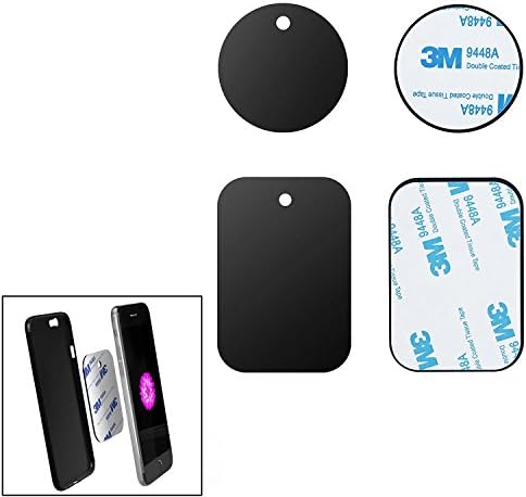 Rhino Gadget Universal Replacement Metal Plates with 3M Adhesive pads for All Magnetic In Car Mount Cradle Holder Mobile Phone Smartphone - Includes 2 x Large Rectangular Metal Plates and 2 x Round Metal Discs - Can be fitted inside of a case