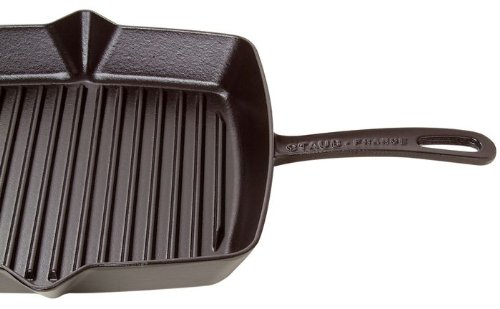 Staub Amerikanische Grillpfanne quadratisch (30 x 30 cm, 2 Ausgießer, induktionsgeeignet, mit mattschwarzer Emaillierung im Inneren der Pfanne) schwarz - 2