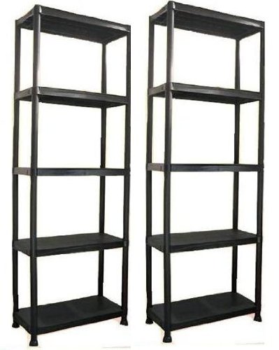 Lime Shop - Estanterías (2 unidades, 5 baldas, plástico), color negro