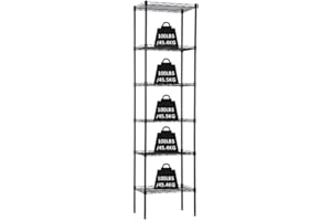 Actask 6-Shelf Shelving Unit with Height Adjustable Shelves and Adjustable Levelling Feet, Free Standing Shelves units for Storage with 6 Tier Wire Metal Rack - 600LBS (272KG) Max Weight, Black