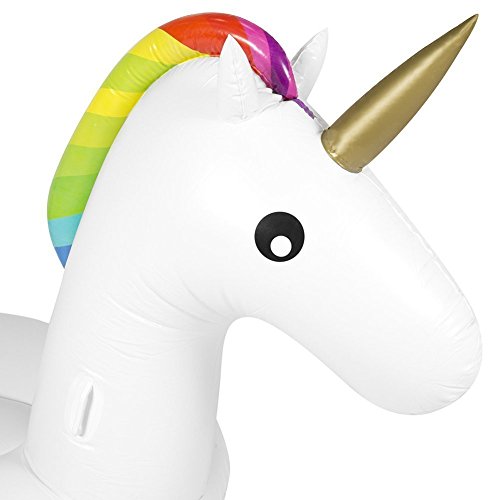 Inflatable Unicorn Pool Float, Outdoor Swimming Pool Floatie Float Lounge Toy Bed with Rapid Valves for Kids 02