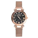 Luckhome Armbanduhr Für Damen Herren Uhr Armband Frauen Mit Lederarmband Geschäfts Klassisch Analog Quarz Dünn Elegant Meibo Edelstahl Band Magnet Schnalle Sternenhimmel Analoge