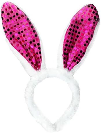 Easter Rabbit Ear Headband For Adult Children Moonuy Girl Cute Fashion Sequins Hairband Accessories (Hot Pink)