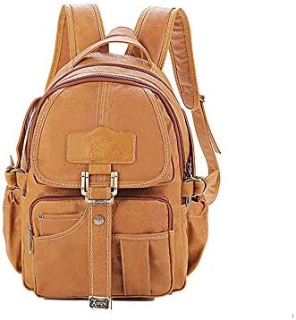 Women's Genuine Leather Backpack Purses Shoulders Bag Travel Bag Daypack Satchel Backpacks Messenger Bags Camel Magnetic Snap