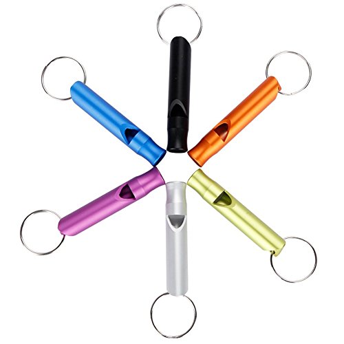 Grifri - Fischietto di emergenza in alluminio, con portachiavi, 5 colori