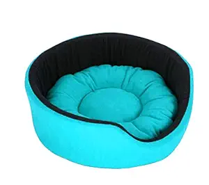 Fluffys Luxurious Soft Fleece Reversible Dog and Cat Bed (Sky Blue and Black, XL)