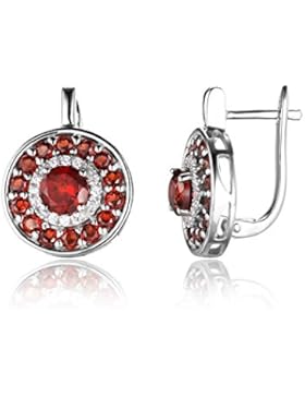 JewelryPalace Runde 2.5ct Natürlich Rot echt Granat Klipp auf Ohrringe Hoop Damen Ohrring 925 Sterling silber