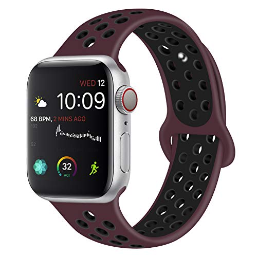 VODKER para Apple Watch Correa, 38mm 40mm 42mm 44mm Silicona Suave Reemplazo Sport Banda para iWatch Apple Watch Serie 4/Serie 3/Serie 2/Serie 1, Nike+, Sport, Edition-S/M M/L