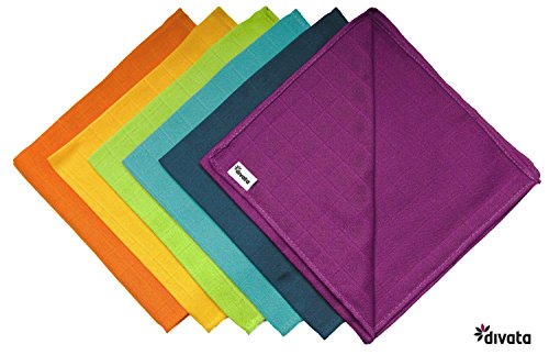 divata Mini-Mulltücher/Mullwaschlappen 6er Set Rainbow ca.38×38 - 5