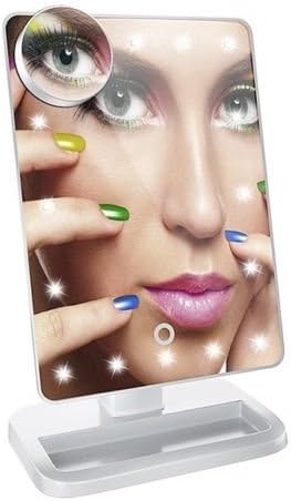 LED Makeup Mirror 10X Magnify Light up with Bluetooth Audio+Speaker +USB Charger (White)