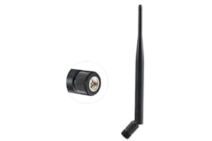 Vecys Antena WiFi Antena SMA 2.4 GHz 5 dBi Adaptador SMA Enchufe Negro Antena Omnidireccional Negro Compatible con 802.11n / b/g Tarjeta WLAN Tarjetas PCI WLAN Enrutador Bluetooth Inalámbrico