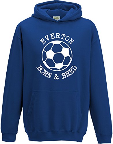 Hat-Trick Designs Everton Football Baby/Kids/Childrens Hoodie Sweatshirt-7-8Yrs-Royal Blue-Born & Bred-Unisex Gift