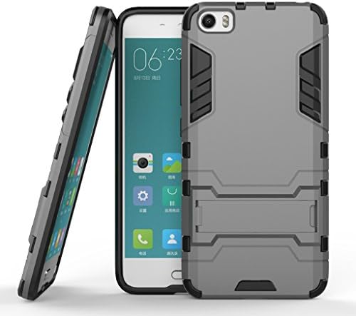 For Xiaomi Mi 5 Case, Ougger Extreme Protection [Kickstand] Shock Absorption Armor Cover Tough PC + Soft TPU Cushion Rubber 2in1 Back Gear Rear for Xiaomi Mi5 (Gray)
