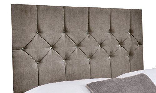 Interiors 2 Suit U Belle 5ft Chenille King Size Grey Diamante/Crystal Headboard