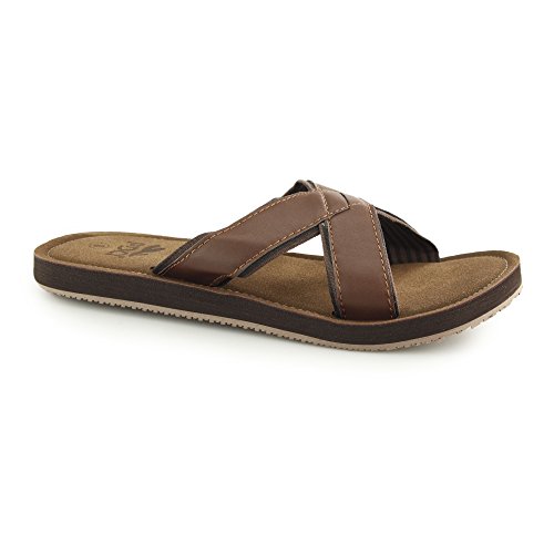 PDQMens Crossover Mule Sandals, Brown, 8 UK