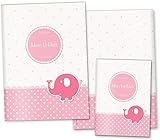 U-Heft Hülle SET rosa Herzchen Elefant Untersuchungsheft Hülle & Impfpasshülle schöne Geschenkidee (U-Heft Set ohne Personalisierung, Elefant)