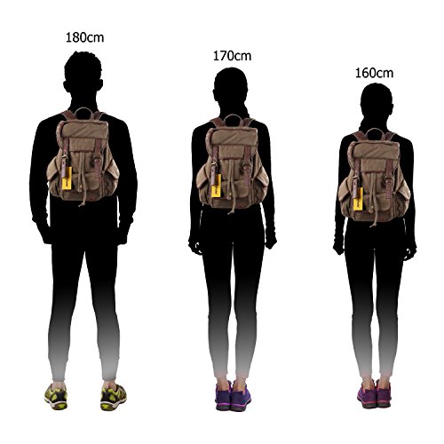 Fafada Rucksack Canvas Vintage Damen Mädchen Leder Retro Laptop backpack Schulrucksack Daypack für Campus Studenten und Outdoor Reisen (Schwarz/Blau/Armeegrün/Kaffee) - 3