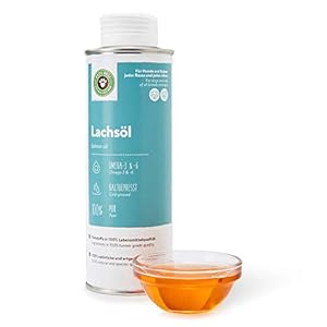 Aceite de Lino y salmón para Perros y Gatos 250 ml Pets Deli Aceite de Calidad alimentaria 100% Puro Aceite prensado en frío, sin aditivos y químicos innecesarios.