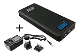 Flexibles Laden der Powerbank. Sie können Ihren Energiespeicher entweder mit einem USB Netzteil über den Micro-USB Eingang (auch QC3 kompatibel) oder auch am DC Eingang mit einem Netzteil (13-20V) laden. Das 16V Netzteil ist in diesem Set schon enthalten. Eine vollständige Ladung mit einem passenden Netzteil erreichen Sie schon in 3,5 Stunden. Selbstverständlich verfügt die Powerbank XT-20000QC3 über einen Überladeschutz, einen Entladeschutz und eine Kurzschlussabsicherung.