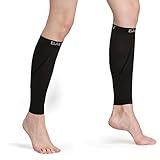 Baleaf Unisex Calf Compression Leg Sleeve Shin Support Calf Socks for Running, Cycling, Hiking, Shin Splints and Varicose Veins, Pure-Black, M(1 pair)