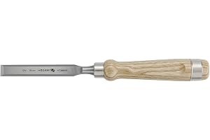 Högert Technik – platt trämejsel 16 mm med trähandtag – längd: 14 cm – platt mejsel för träbearbetning – med trähandtag/träme