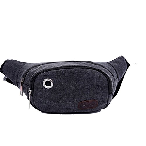 Men's Fanny Pack, Adjustable Belt Holiday Canvas Chest Waist Pack Pouch Bum Bag Outdoor Sports Travel Running Cycling Hiking Climbing Waistpack Fanny Pack for 3 Pockets Black