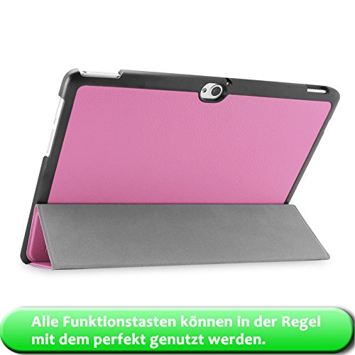 Infiland Huawei MediaPad M2 (10 Zoll) Tablet Hülle Case-Ultra Dünn Tri-Fold Smart-Muschel PU Leder Ultra Schlank Superleicht Ständer Smart Shell Cover Schutzhülle Etui Tasche für Huawei MediaPad M2 WiFi 25,4 cm (10 Zoll) Tablet-PC(mit Auto Schlaf / Wach Funktion)(Rosa) - 6