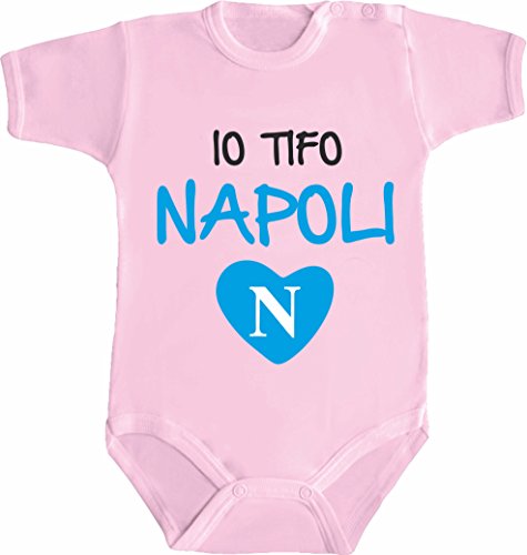 bemode Body Neonato Frasi Divertenti Calcio IO TIFO Napoli (3 Mesi, Rosa)