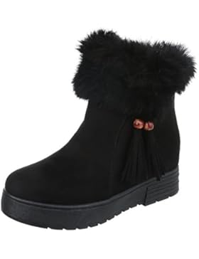 Keilstiefeletten Damenschuhe Plateau Keilabsatz/ Wedge Warm Gefütterte Reißverschluss Ital-Design Stiefeletten