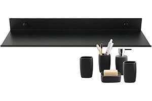 ROFHAUS Stronghigheu 1 Étagère Murale Flottante Salle de Bain Étagère Rectangulaire en Aluminium Mat Tablette Murale Robuste Ultra-Mince Support de Rangement Mural Élégant pour Cosmétiques Noir (40cm)