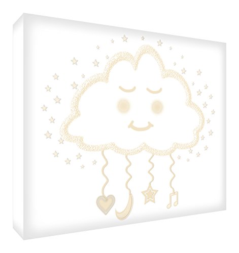 Feel Good Art cloud-a6blk-01it Token Decorative Diamond Acrylic, Sanding, Drawing, Happy Cloud, Beige, 14.8 x 10.5 x 2 cm