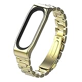 happy event Luxus Edelstahl Uhrenarmband Ersatz Armband für Xiaomi Band 3 (Gold)