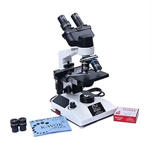 K-WOK Pathological Doctor Compound Student Binocular Microscope LED Illumination with Semi-Plan Achro Matic Objectives and Kit ISO 9001:2015 Certified Company and CE Approved