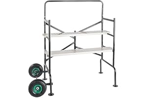 BRAST Echafaudage Echafaudage roulant 140 x 78,5 x 135cm, 2 plates-formes, charge 150kg très stable et sécure : Catégorie A, poids 21 kg, 2 roues d’air, en acier - pour l´interieur et l´exterieur
