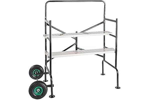 BRAST Echafaudage Echafaudage roulant 140 x 78,5 x 135cm, 2 plates-formes, charge 150kg très stable et sécure : Catégorie A, poids 21 kg, 2 roues d’air, en acier - pour l´interieur et l´exterieur