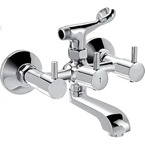 Ivaan Flora Full Brass Quarter Turn Fittings Wall Mixer with Telephonic Shower Arrangement (Chrome Finish) with Teflon Tape and Wall Flange