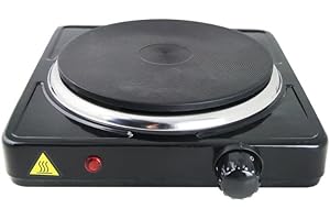 FLM SYSTEM Fornello Elettrico Da Campeggio; 1500w 18,5 CM Da Campeggio; Fornello elettrico 1 piastra; Elettrico Portatile